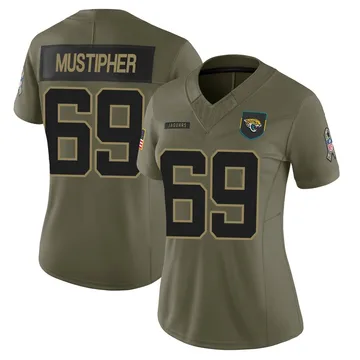 Women's Sam Mustipher Jacksonville Jaguars Limited Olive 2025 Salute to Service Jersey